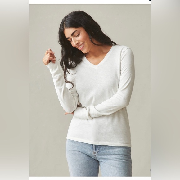 American Giant Premium Slub V-Neck Purple Tee Long Sleeve Supima Cotton,size L - Picture 4 of 12